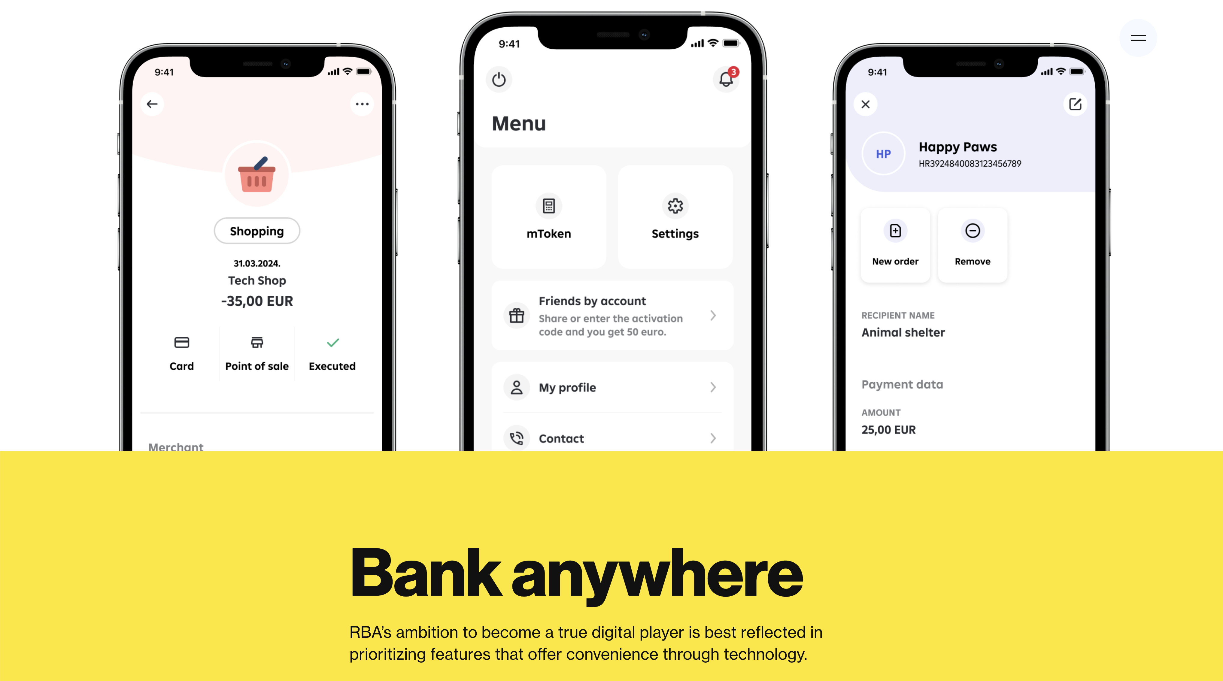 Raiffeisen bank anywhere mobile banking student view with multi-country support